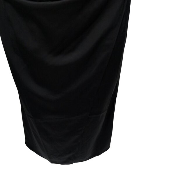 Lulus Hollywood Woman Black Satin Midi Dress Size M Spaghetti Strap Drape Ruched - Picture 5 of 13